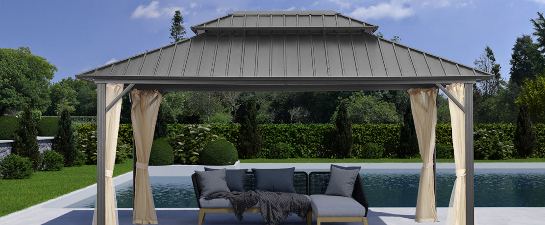 Hagepaviljong med stor fleksibilitet og funksjonalitet