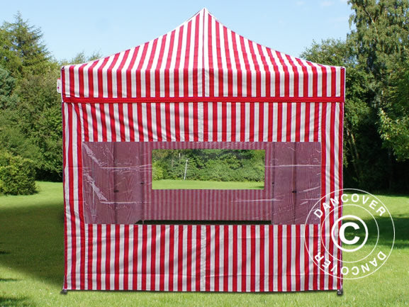 Sidevegg m/panoramavindu for FleXtents, 3m, Stripet