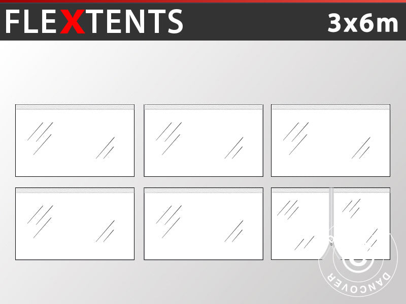 Sidevegg Sett for Quick-up telt FleXtents 3x6m, Transparent