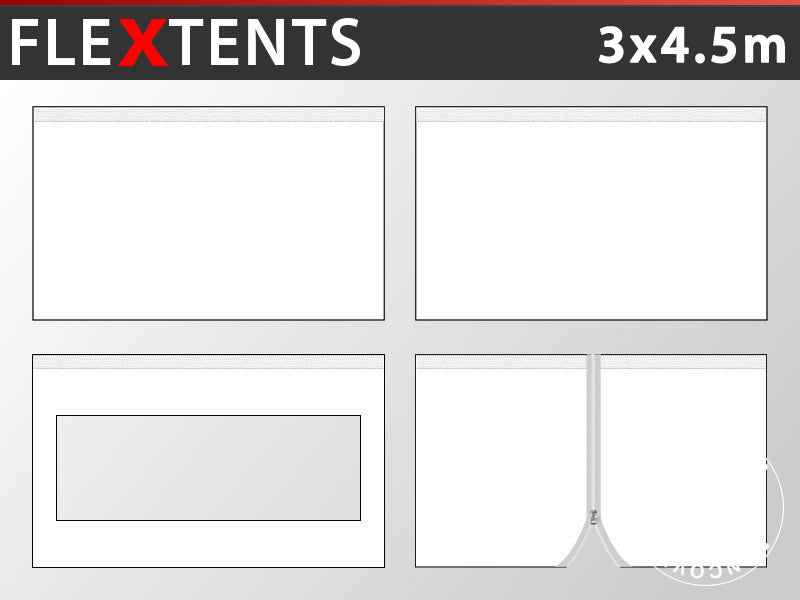 Sidevegg Sett for Quick-up telt FleXtents 3x4,5m, Hvit