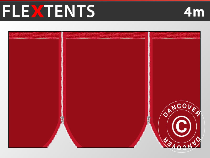 Sidevegg m/glidelås til FleXtents, 4m, Rød