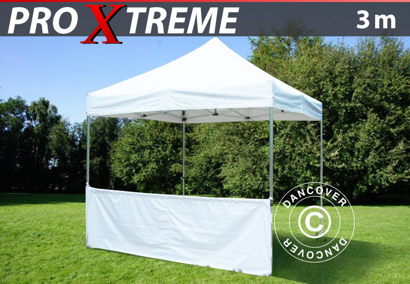 Halv sidevegg for FleXtents PRO Xtreme, 3m, Hvit