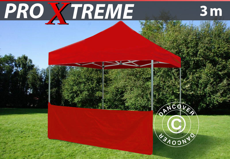 Halv sidevegg for FleXtents PRO Xtreme, 3m, Rød