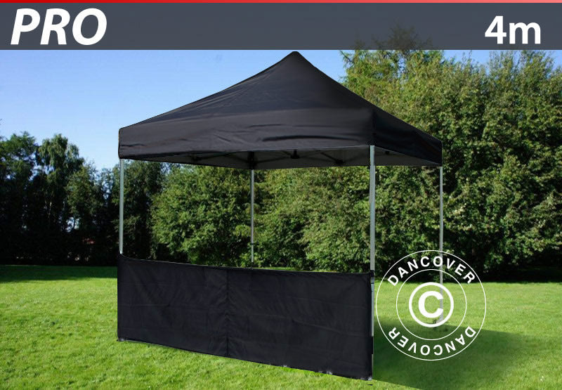 Halv sidevegg for FleXtents PRO, 4m, Svart