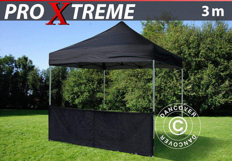 Halv sidevegg for FleXtents PRO Xtreme, 3m, Svart