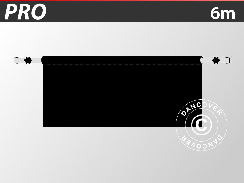 Halv sidevegg for FleXtents PRO, 6m, Svart