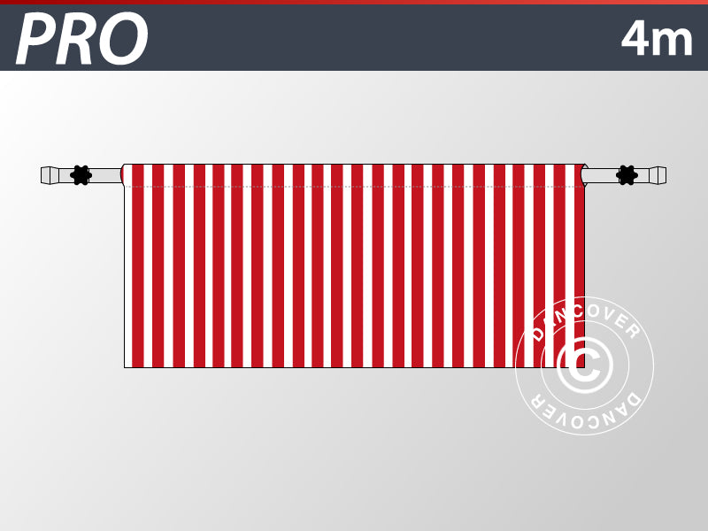 Halv sidevegg for FleXtents PRO, 4m, Stripet