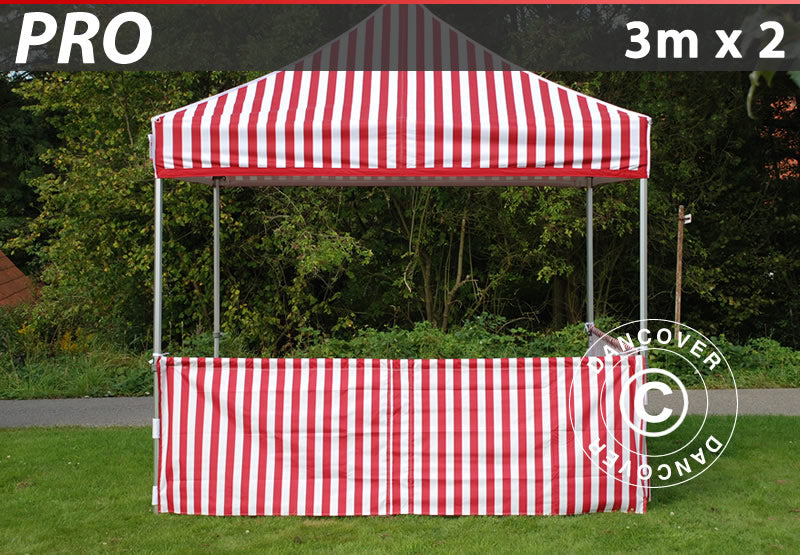 Halv sidevegg for FleXtents PRO, 6m, Stripet