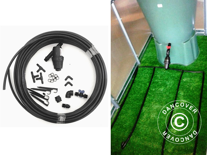 Vanningsanlegg, selv-strømning, til drivhus på 8m