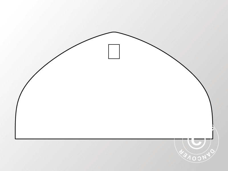 Lukket endevegg til telthall, rundbuehall 8x4,33m, PVC, hvit