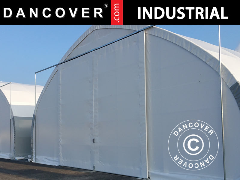 Skyveport 3x3m til telthall, rundbuehall 8m, PVC, hvit