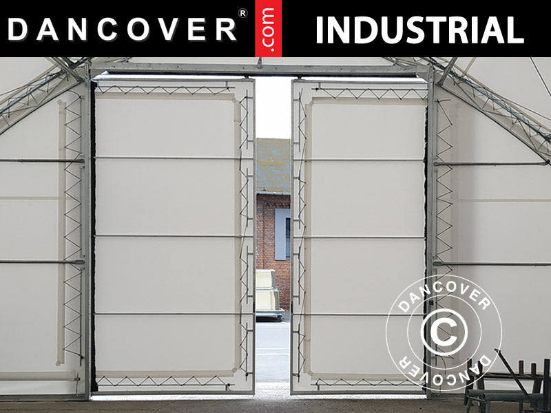 Skyveport 3x3m til telthall, rundbuehall 15m, PVC, hvit