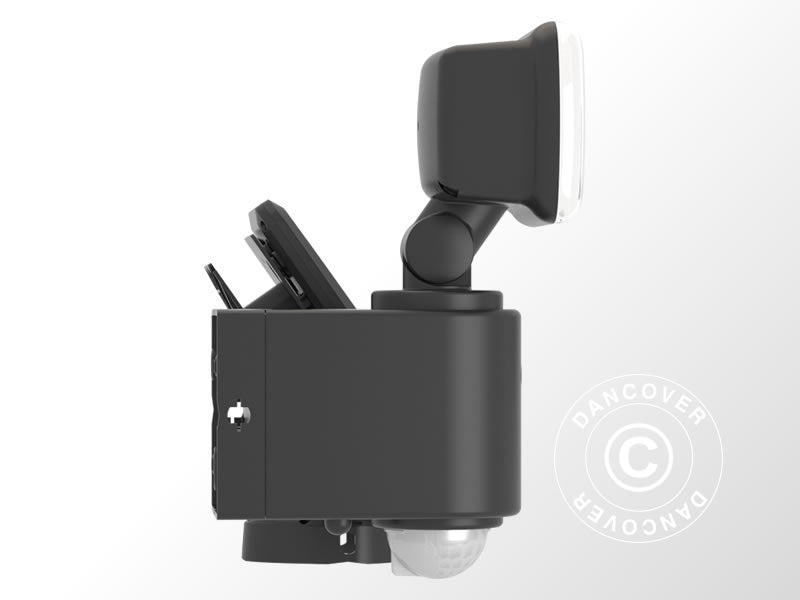 Flomlys RF3.1 LED m/solcellepanel, PIR-sensor og batteri, Svart