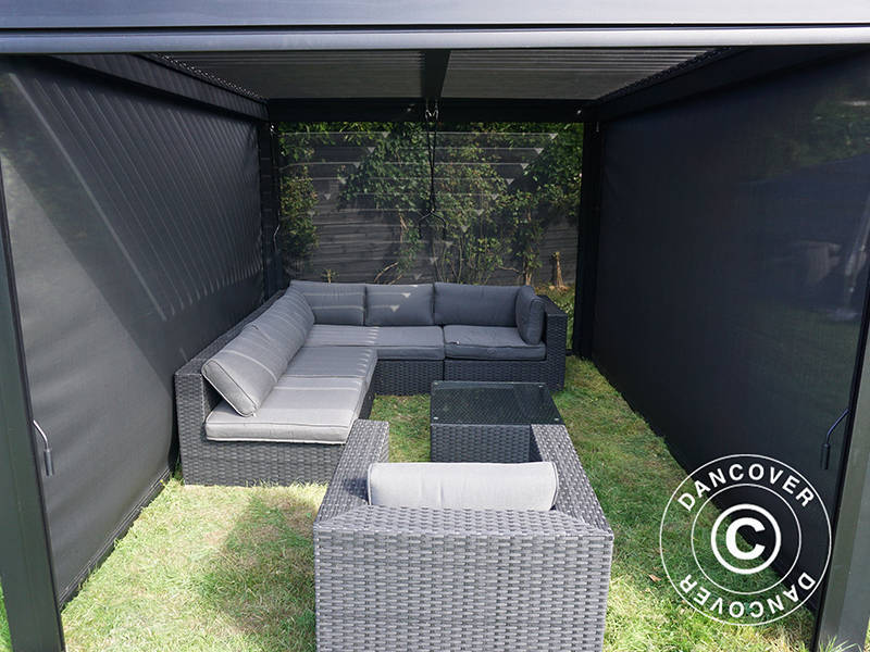 Sideveggskjerm til bioklimatisk pergola paviljongen San Pablo, 4m, svart