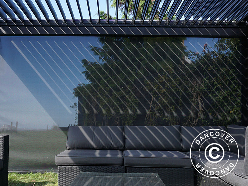 Elektrisk sideveggskjerm til bioklimatisk pergolapaviljong San Pablo, 3m, svart