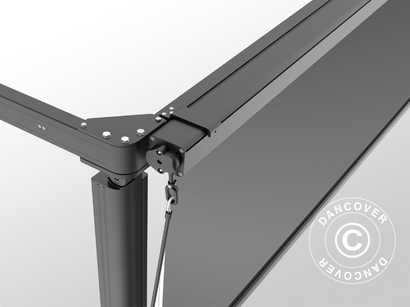 Sideveggskjerm til terrassetak Santa Ynez, 4m, Mørkegrå