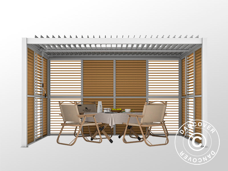 Sjalusivegg til bioklimatisk pergola paviljong San Pablo, 0,90x2,175m, Trefinish/Hvit