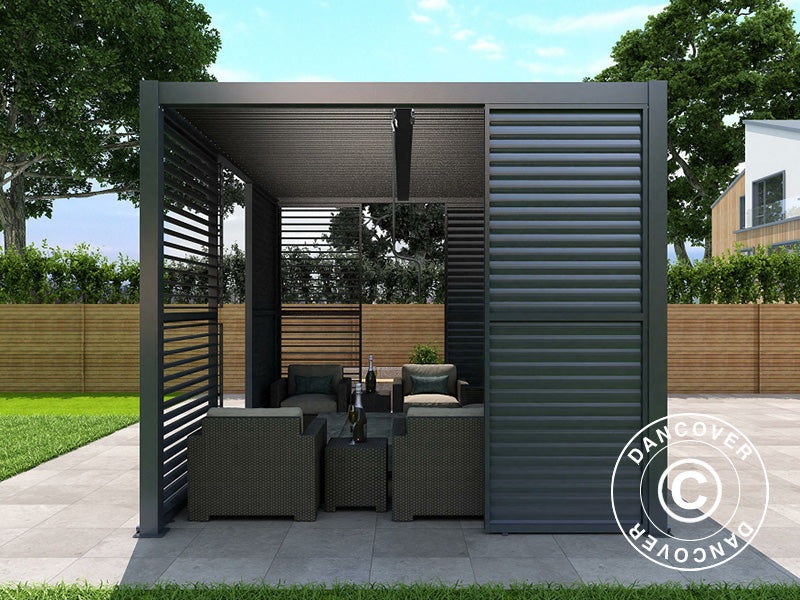 Sjalusivegg til bioklimatisk pergola paviljong San Pablo, 0,90x2,175m, Svart