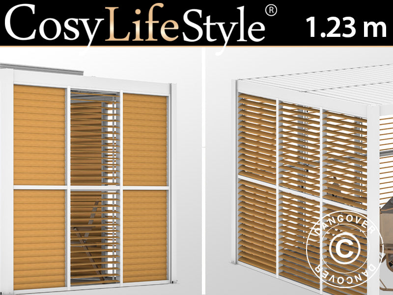 Sjalusivegg til bioklimatisk pergola paviljong San Pablo, 1,23x2,175m, Trefinish/Hvit