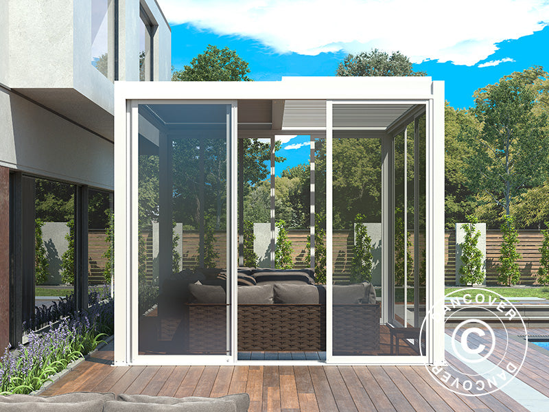 Skyvedørsett m/glass til pergola San Pablo, 3m, Hvit