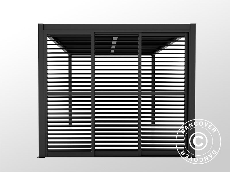 Skyvedører med lameller til pergola paviljong San Pablo 3m, 0,92x2,18m, Svart