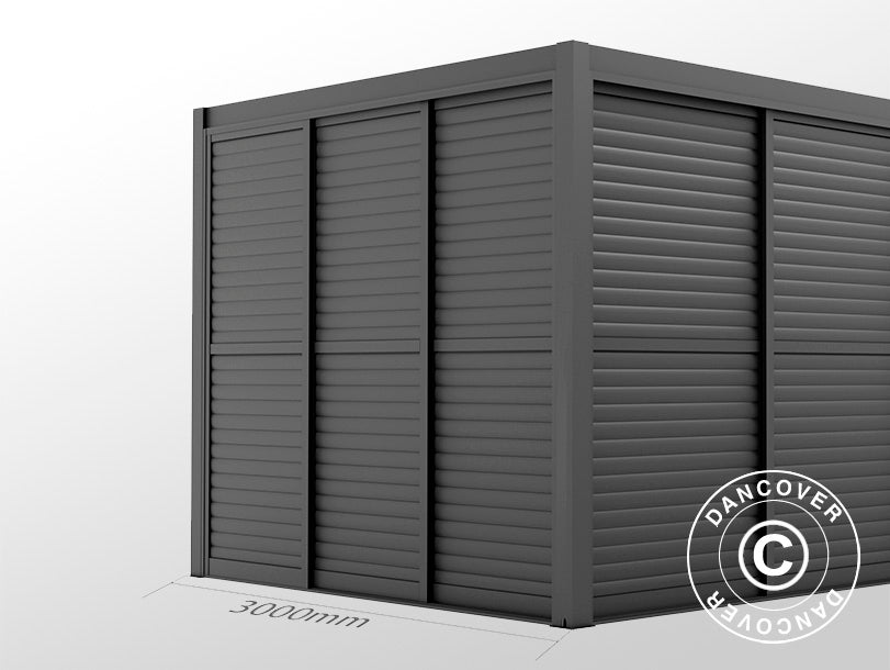 Skyvedører med lameller til pergola paviljong San Pablo 3m, 0,92x2,18m, Svart