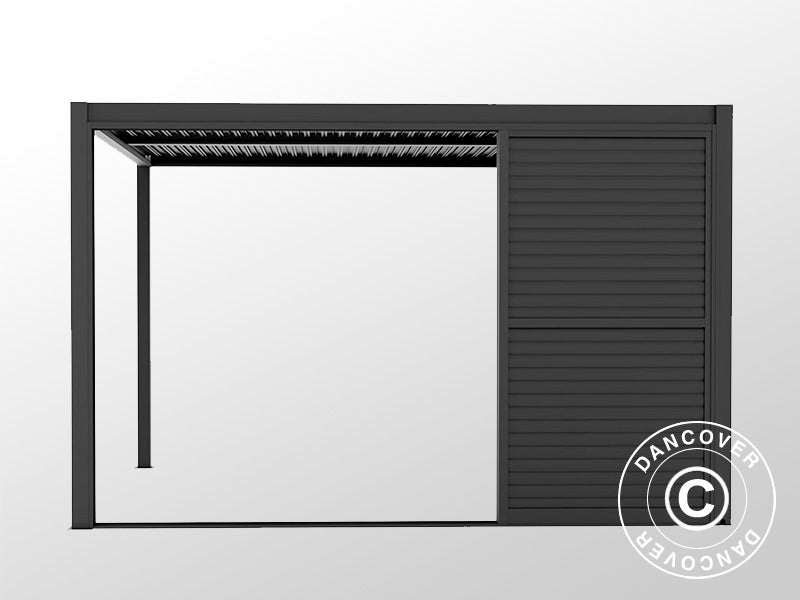Lamellskyvedørsett til pergolapaviljong San Pablo 4m, 1,25x2,18m, Svart