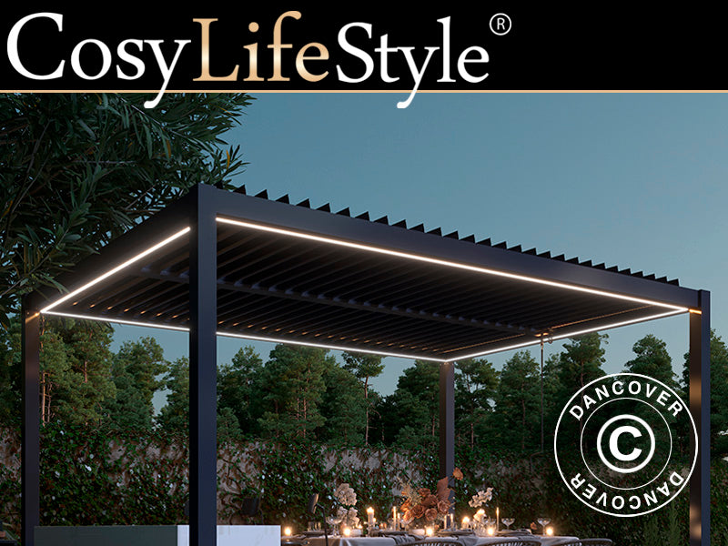 LED lyslist til San Pablo pergola 3x3m, 4 stk., Varmhvit