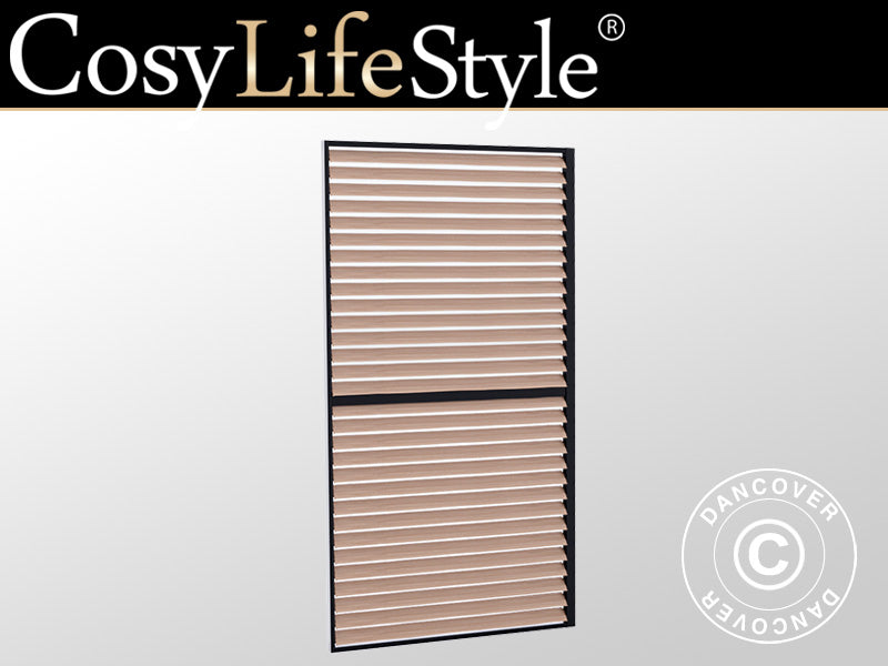 Sjalusivegg til grillpergola San Juan, 1,1x2,18m, Svart/Tre-look, 1 stk.