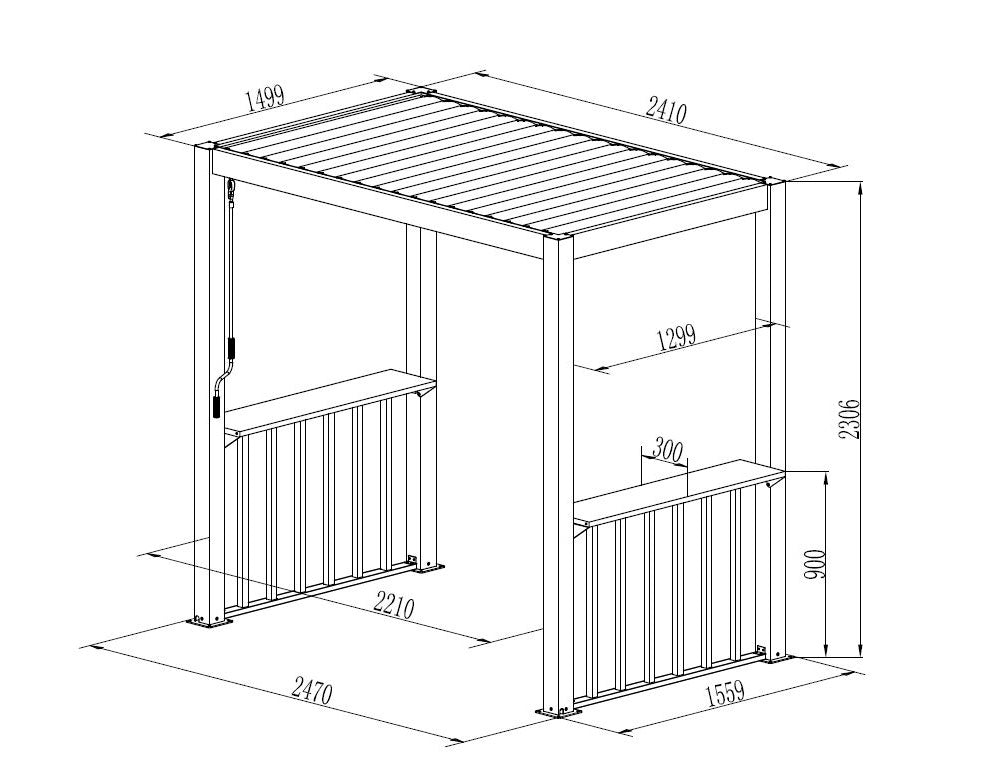 Gjerdesett til grillpergola San Juan, Svart/Tre-look, 2 stk.