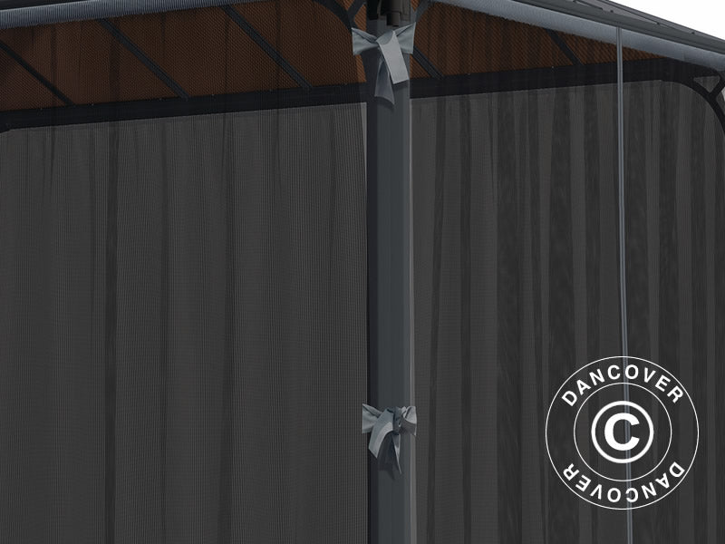 Myggnetting til paviljongen Martinique, 4 stk, Svart