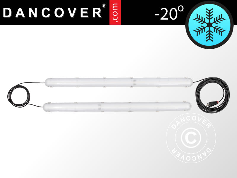 LED-armatur m/2 sammenkoblede armaturer, Hvit