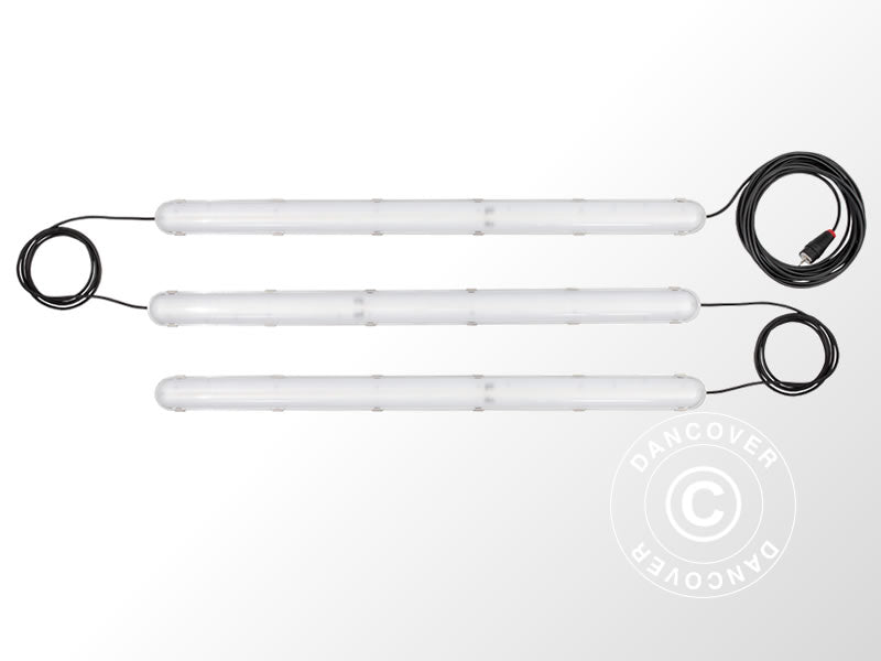 LED-armatur m/3 sammenkoblede armaturer, Hvit