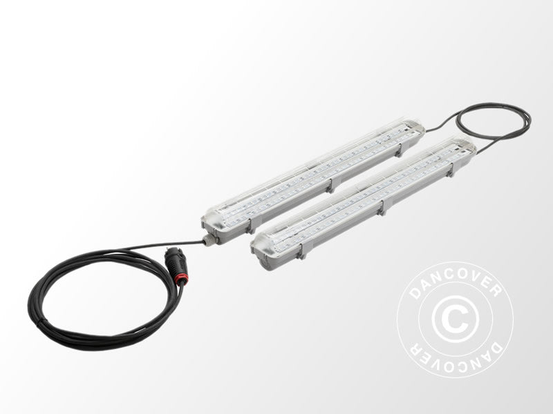 LED plantelys 0,65m, 2 lamper, Grå