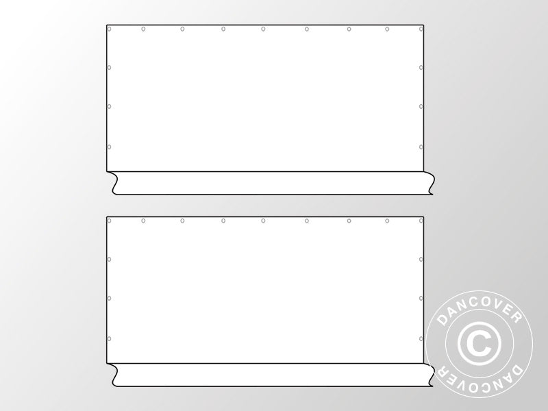 Sidevegger uten vinduer til partytelt PLUS 6m, 2 stk, Hvit