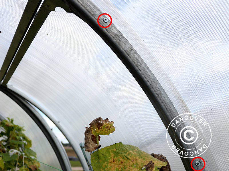 Ventilasjonsvindu m/automatisk åpner til drivhus Strong NOVA 3m bred, Sølvfarget