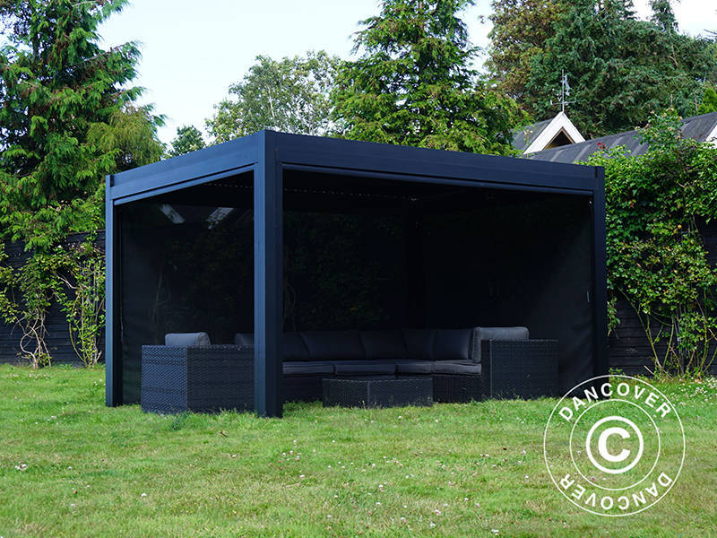 Sideveggskjerm til pergola-paviljong Mirador, 4m, Antrasitt