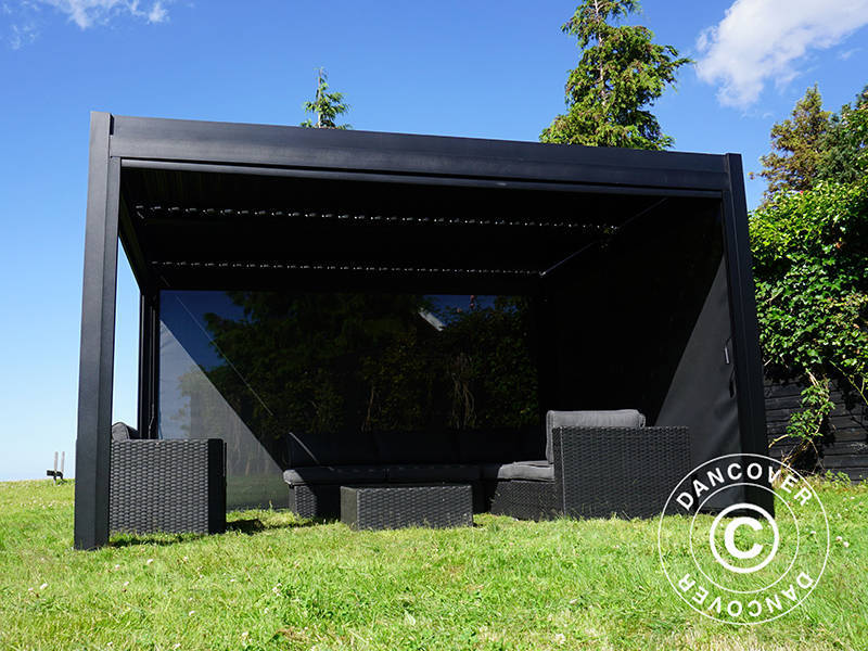 Sideveggskjerm til pergola-paviljong Mirador, 4m, Antrasitt