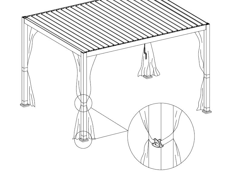 Sideveggsett+myggnetting til bioklimatisk pergola paviljong San Marino, 3x4m, Svart
