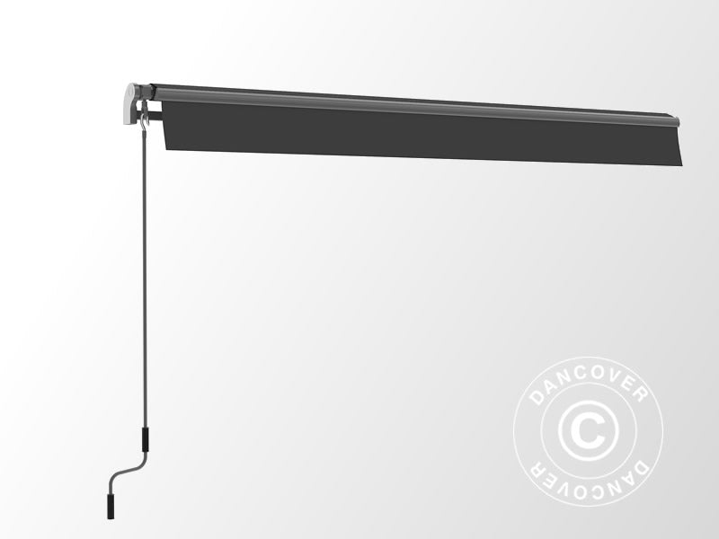 Markise m/sveiv, 3,95x2,5m, Grå/Grå ramme