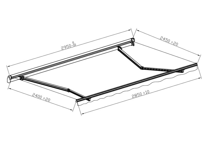 Markise m/fjernkontroll, 2,95x2,5m, grå/grå ramme