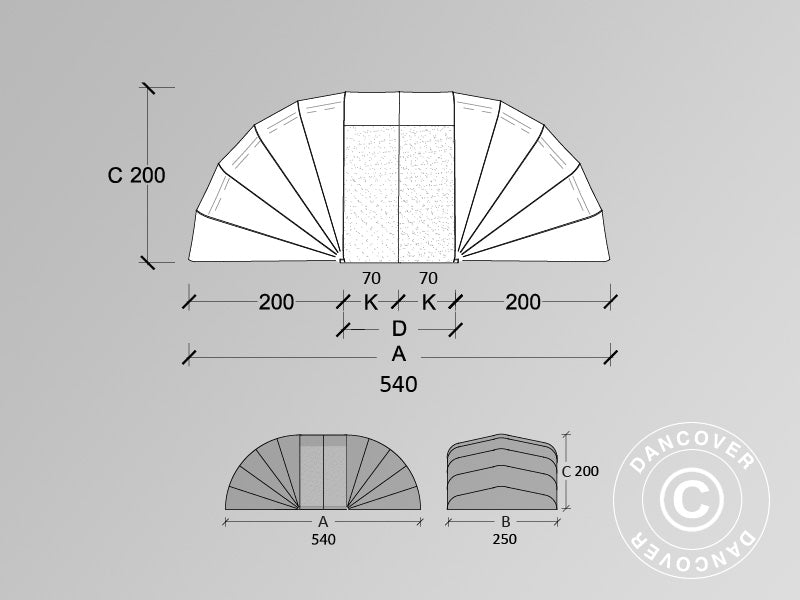 Foldegarasje (bil), 2,5x5,4x2m, beige