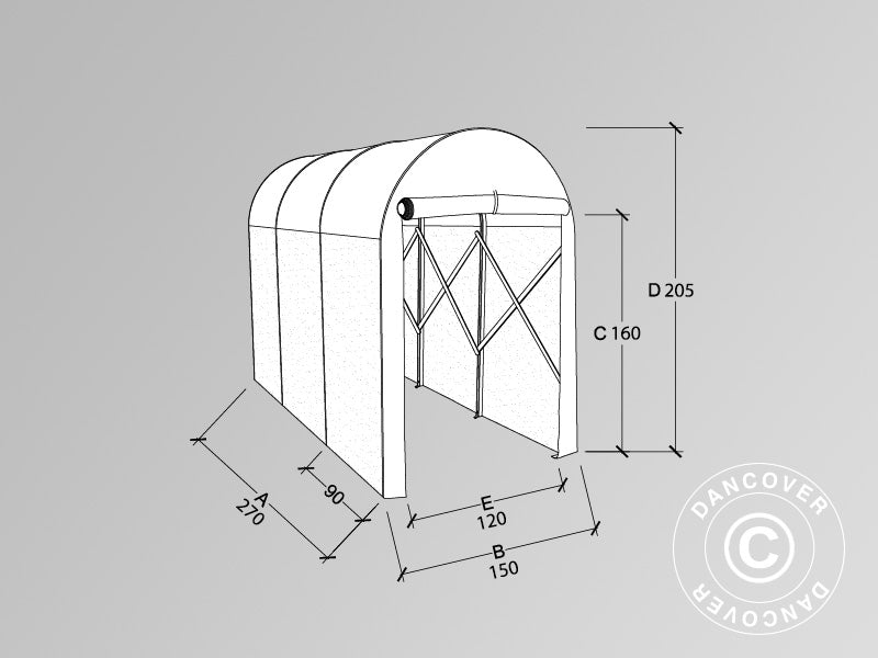 Tunnelfoldegarasje (MC), 1,5x2,7x2,05m, beige