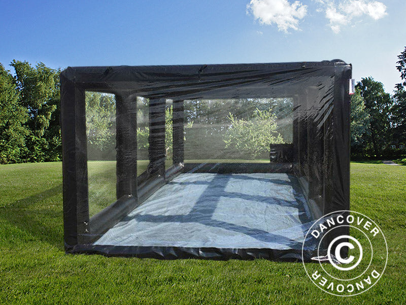 Oppblåsbar garasje 2,7x5m, PVC, svart/transparent m/pumpe