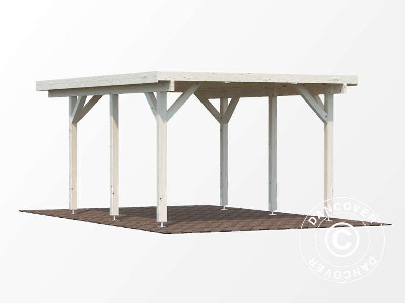 Carport i tre, 3,6x5,12x2,32m, 11,7m², naturlig, KOMPLETT SETT