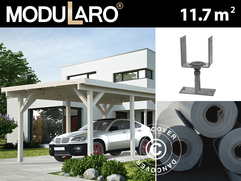 Carport i tre, 3,6x5,12x2,32m, 11,7m², naturlig, KOMPLETT SETT