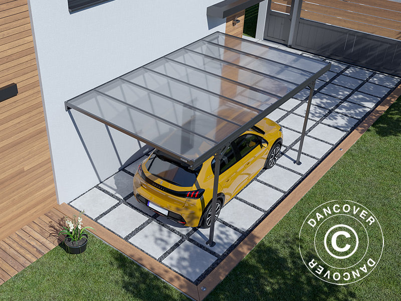 Carport mot vegg, Mistral Wall, 3,03x5,09x2,27m, Antrasitt