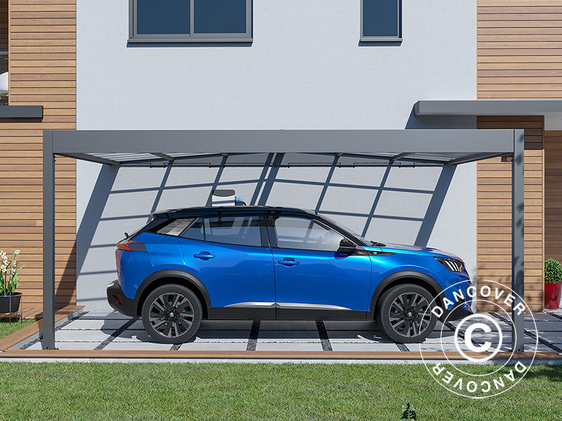 Carport mot vegg, Libeccio Wall, 3,2x5,09x2,34m, Antrasitt