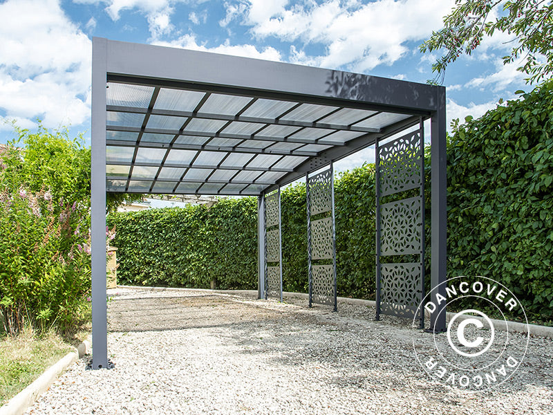 Carport, Libeccio 3 m/sidepaneler, 3,26x5,09x2,34m, Antrasitt