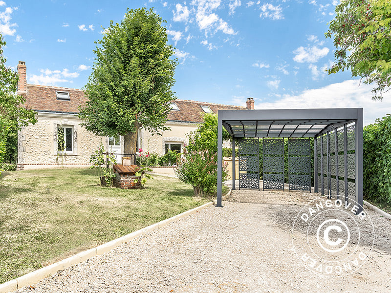 Carport, Libeccio 8 m/sidepaneler, 3,26x5,09x2,34m, Antrasitt